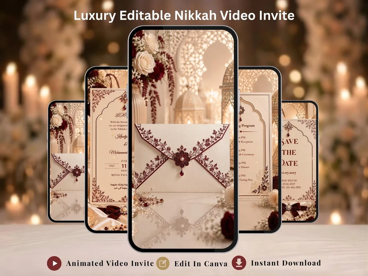 Nikkah bordeaux animé — visuel du modèle