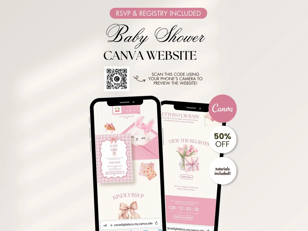 Baby shower coquette rose — visuel du modèle