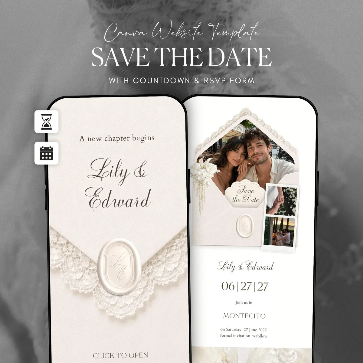 Save the date dentelle ivoire — visuel du modèle