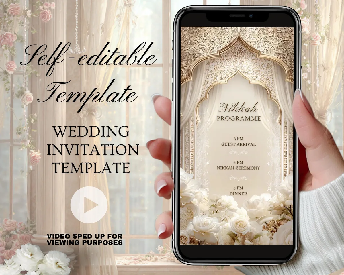 Nikkah blanc et or animé — visuel du modèle