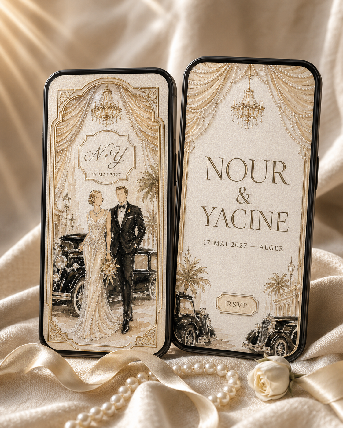Modèle d’invitation de mariage digitale Gatsby