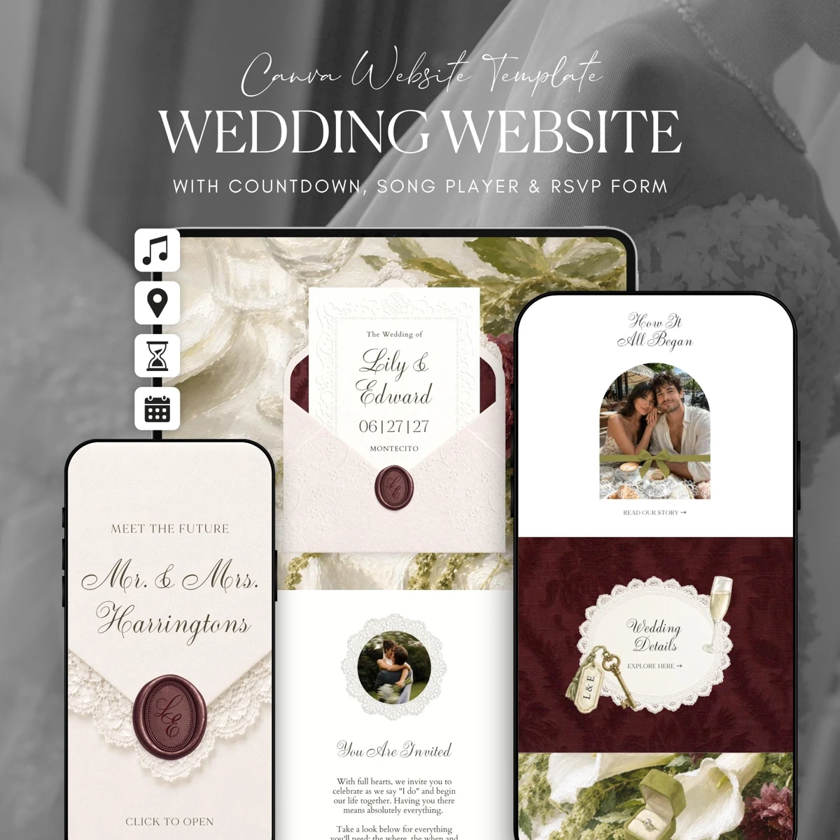 Mariage olive et bordeaux — visuel du modèle