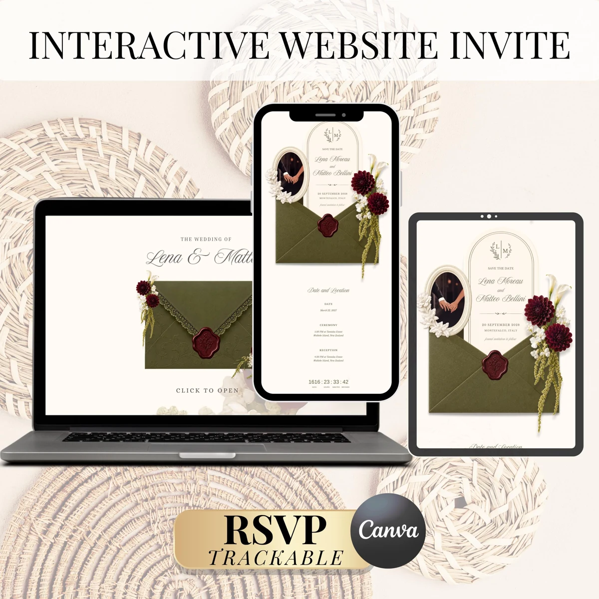 Mariage vert olive et bordeaux — visuel du modèle