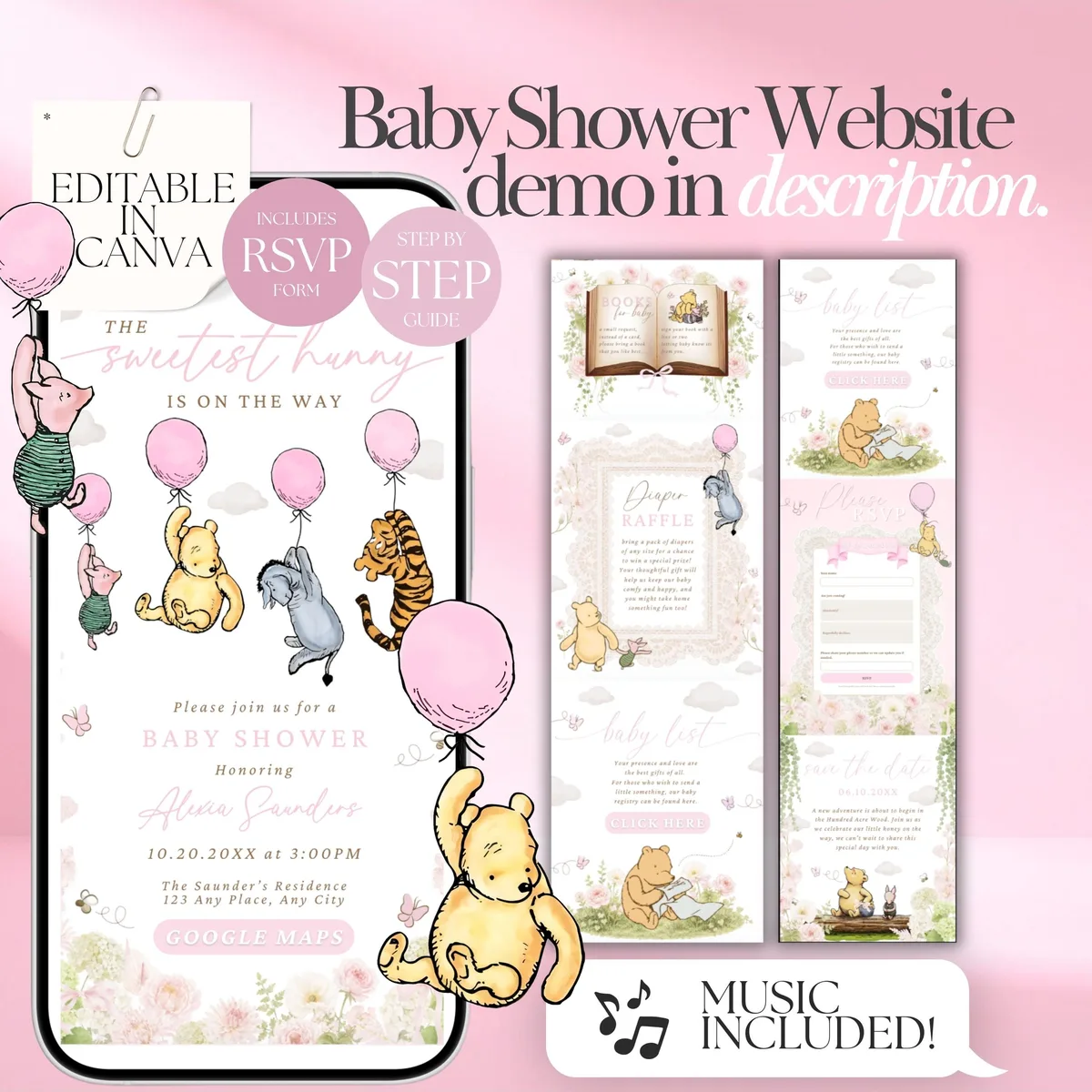 Baby shower Winnie rose — visuel du modèle