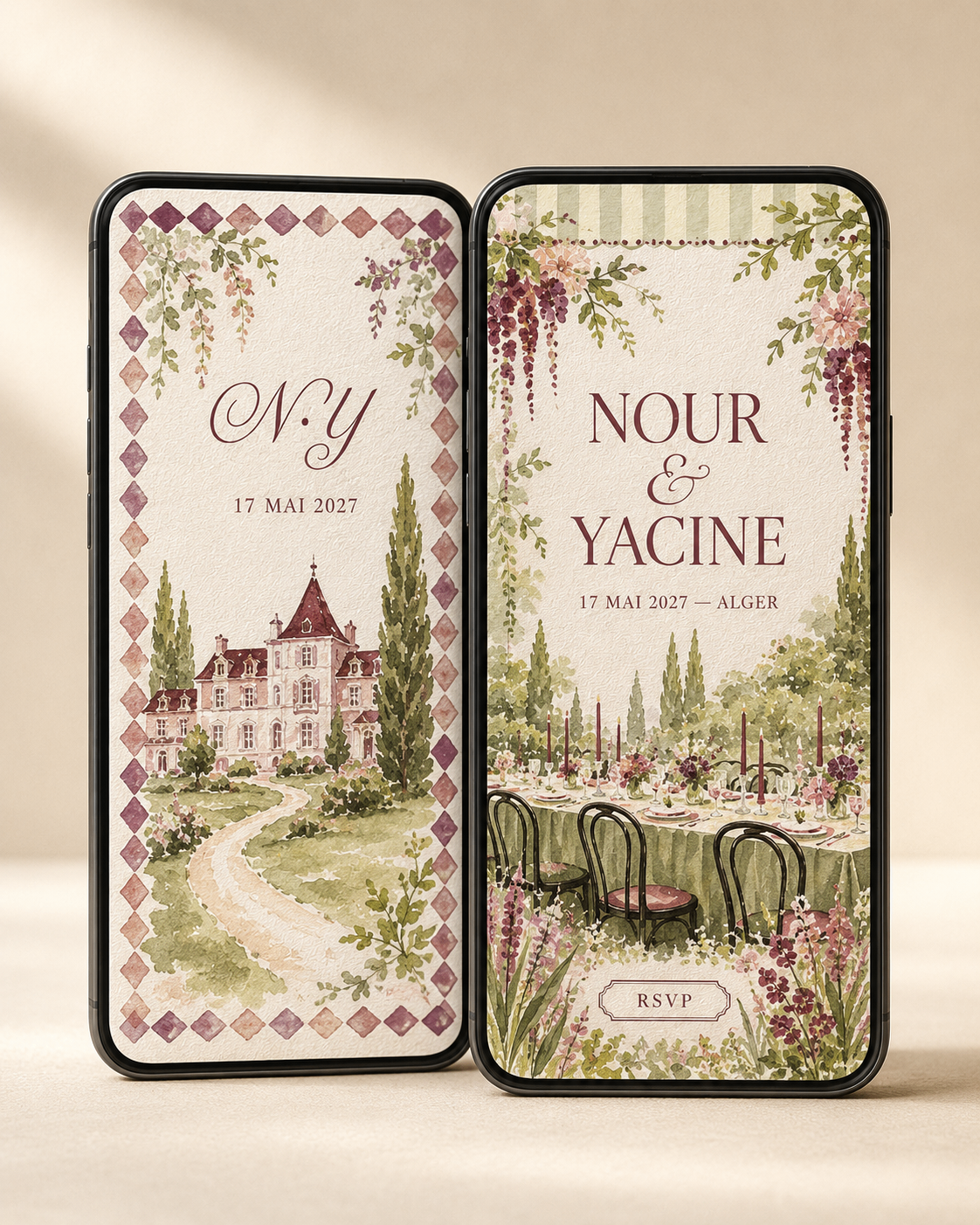 Modèle d’invitation de mariage digitale Domaine
